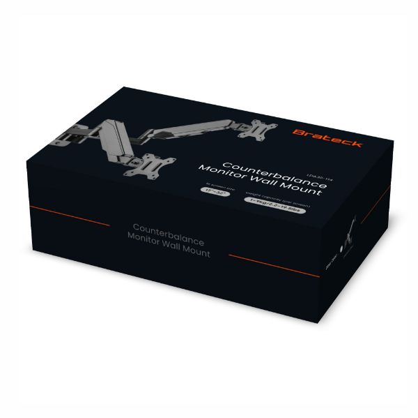 Picture of 17''-32'' Dual Screen Wall Mounted Gas Spring Monitor Arm Max load: 9kgs (per arm). VESA