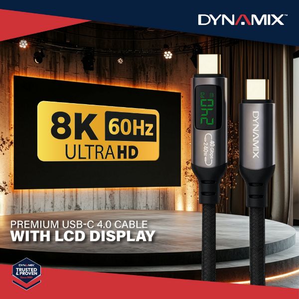 Picture of 1M 240W (5A/48V) USB4 USB-C 40Gbps, LCD Display, Up to 8K@120Hz