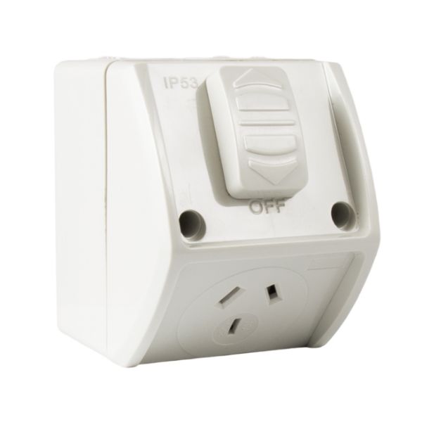 Picture of Weatherproof Single IP53 Outlet. Grey Heavy Duty 10A