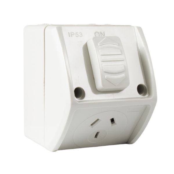 Picture of Weatherproof Single IP53 Outlet. Grey Heavy Duty 10A