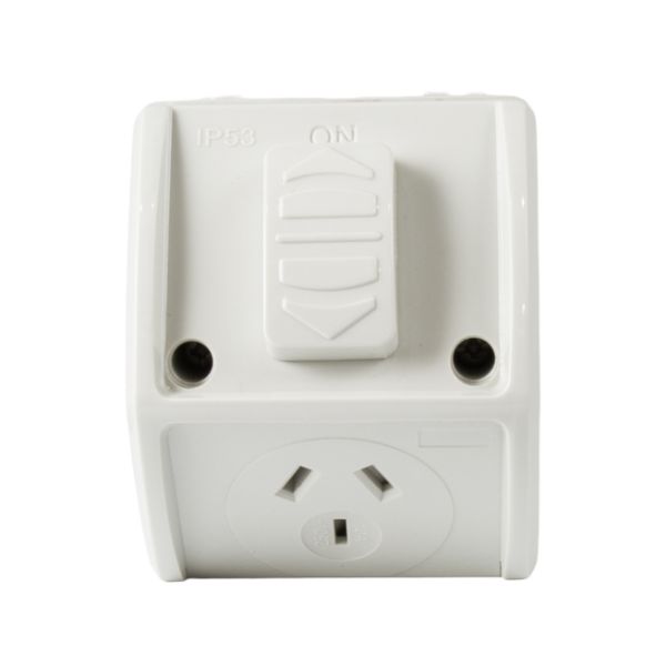Picture of Weatherproof Single IP53 Outlet. Grey Heavy Duty 10A
