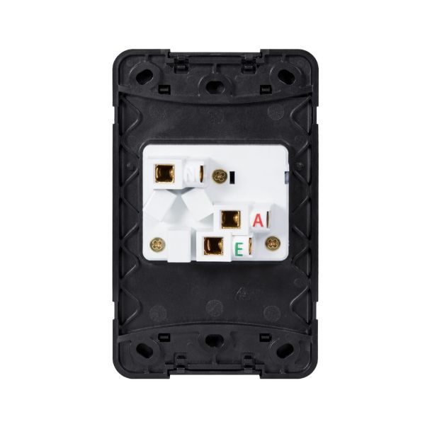 Picture of Sleek Single 10A Vertical Power Point. Removable Cover. Flame Resistant. Matt Black