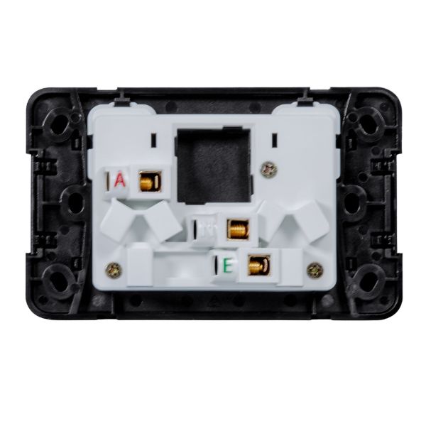 Picture of Sleek Double 15A Horizontal Power Point. Removable Cover. Flame Resistant. Matt Black