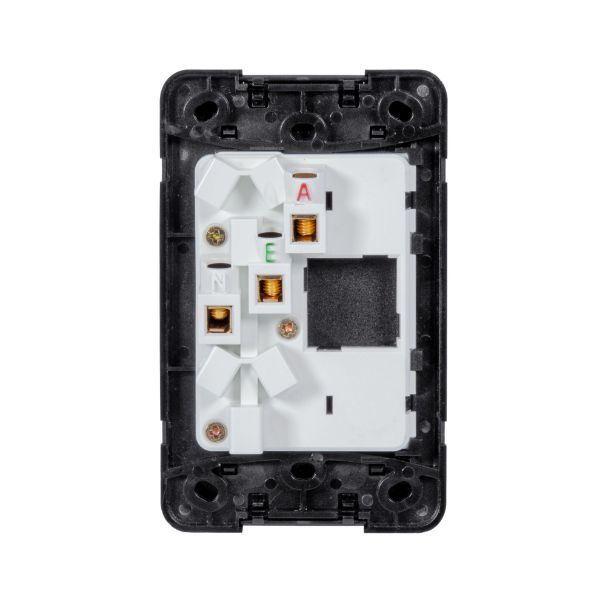 Picture of Sleek Double 10A Vertical Power Point. Removable Cover. Flame Resistant. Matt Black