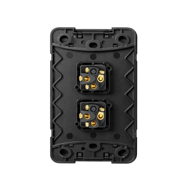 Picture of Sleek 16A 2-Way Vertical 2 Gang Switch. Flame Resistant. Matt Black