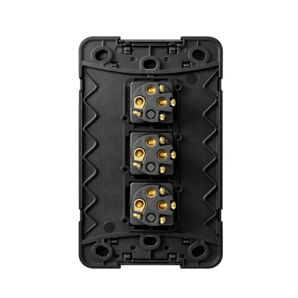 Picture of Sleek 16A 2-Way Vertical 3 Gang Switch. Flame Resistant. Matt Black