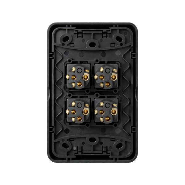 Picture of Sleek 16A 2-Way Vertical 4 Gang Switch. Flame Resistant. Matt Black