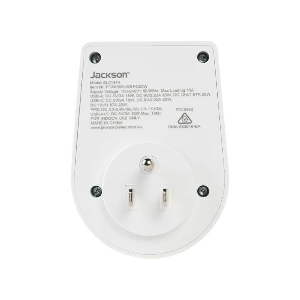 Picture of Jackson Move Outbound USA + Canada 20W USB-A + USB-C Travel Adaptor