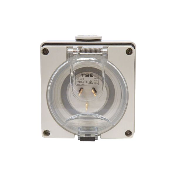 Picture of Appliance Inlet 3 Pin 10A Flat IP66 Stainless Steel Cover Fastening