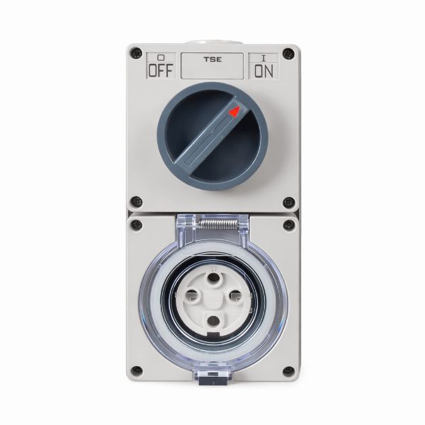 Picture of Switched Outlet 4 Pin 50A Round IP66 Stainless Steel cover fastening