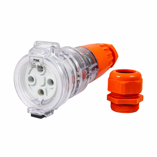 Picture of Extension Socket 4 Pin 32A Round IP66 Stainless Steel cover fastening