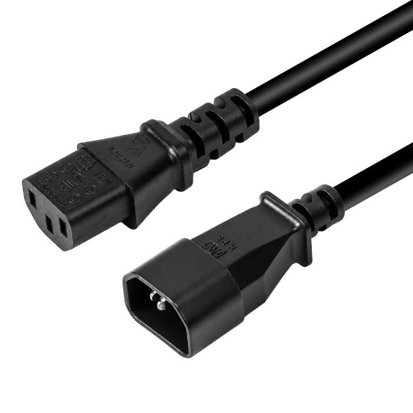 Picture of 1M IEC Male to Female 10A SAA Approved Power Cord. (C14 to C13) 1.0mm copper core
