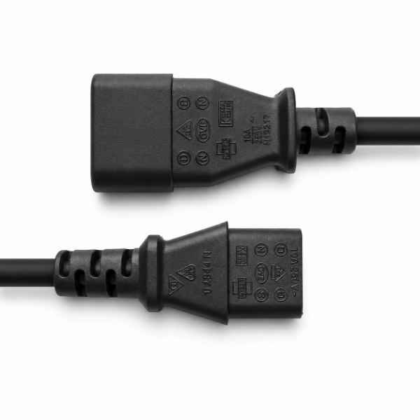 Picture of 0.3m IEC Male to Female 10A SAA Approved Power Cord. (C14 to C13) 1.0mm copper core
