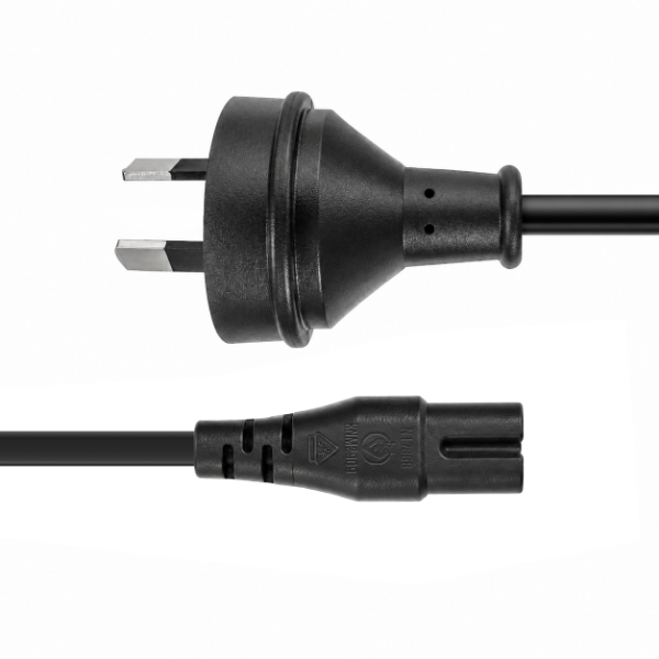 Picture of 0.3m 2-Pin plug to C7 Figure 8 connector. 7.5A. SAA approved power cord. 0.75mm