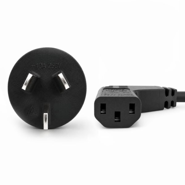 Picture of 5m 3-Pin Plug to Right Angled IEC C13 Connector 10A Power Cord. 1.0mm
