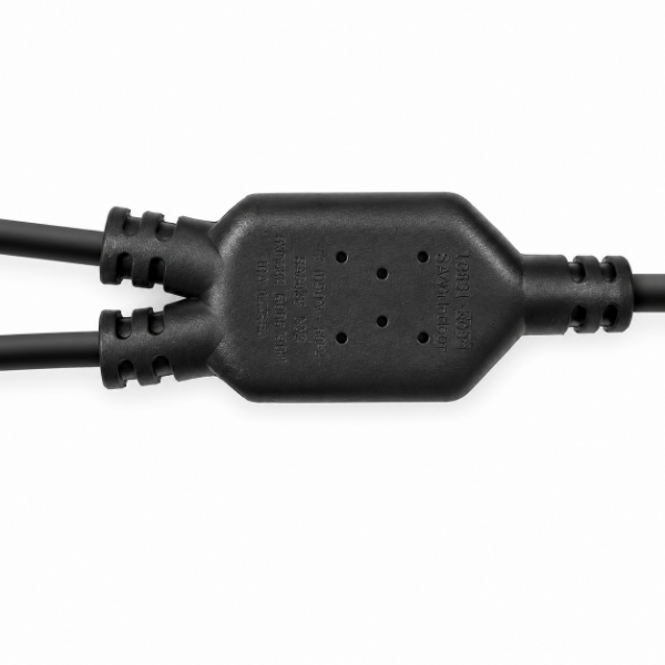 Picture of 2M Y Power Cord. 3-Pin Plug to 2x IEC C13 Female Connectors 10A. SAA Approved.