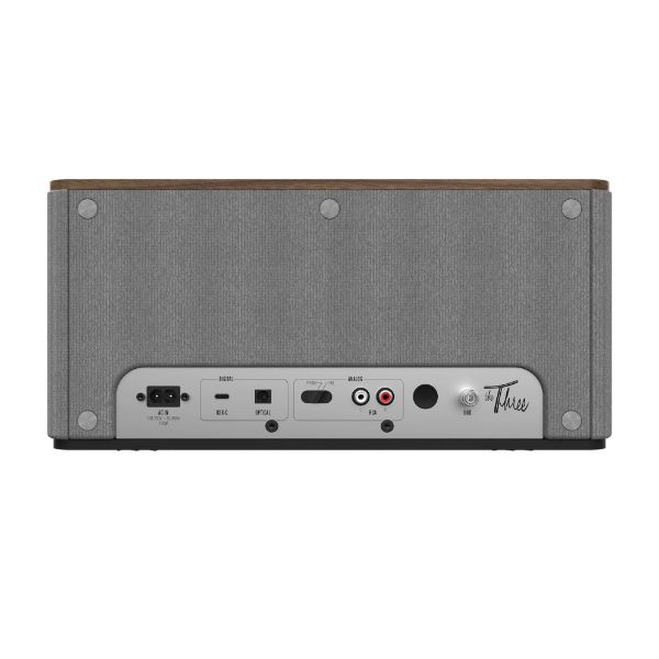 Picture of Three Plus Premium Bluetooth Speaker. 2.1 Stereo System. Walnut Color.