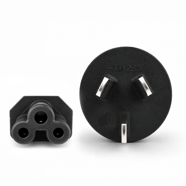 Picture of 0.3m 3-Pin to C5 Clover Shaped Female Connector 7.5A SAA approved Power Cord 0.75mm
