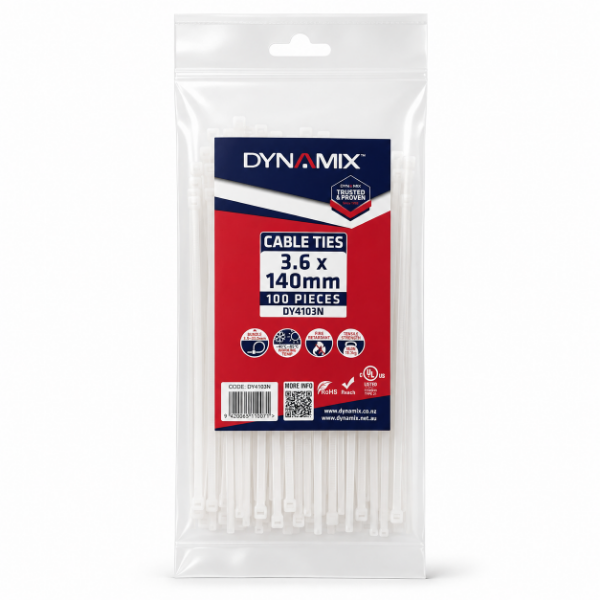 Picture of 3.6 x 140mm Natural Cable Ties Pack of 100 180N/18.3kgs Tensile Strength
