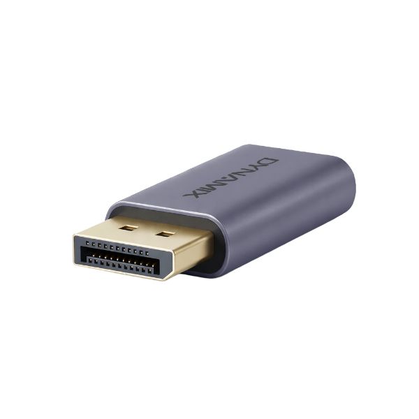 Picture of USB-C 4.0 Female to Male DisplayPort Adapter. Supports USB 4. Sliver Aluminium Shell.
