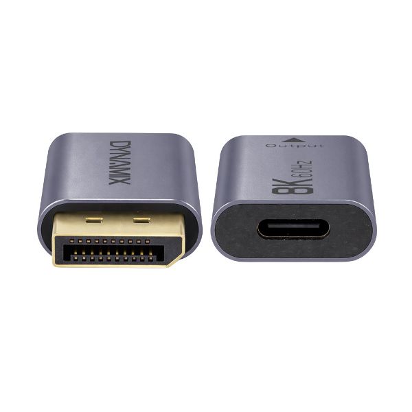 Picture of USB-C 4.0 Female to Male DisplayPort Adapter. Supports USB 4. Sliver Aluminium Shell.