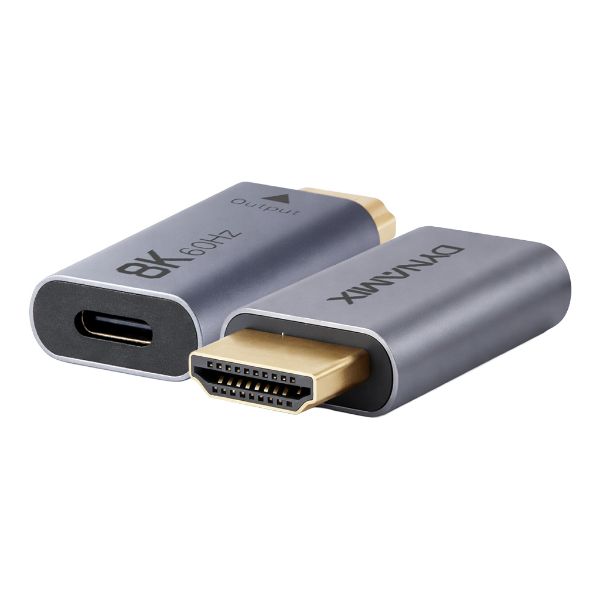 Picture of USB-C 4.0 Female to HDMI Male Adapter, Supports 8K60Hz Sliver Aluminium Shell.