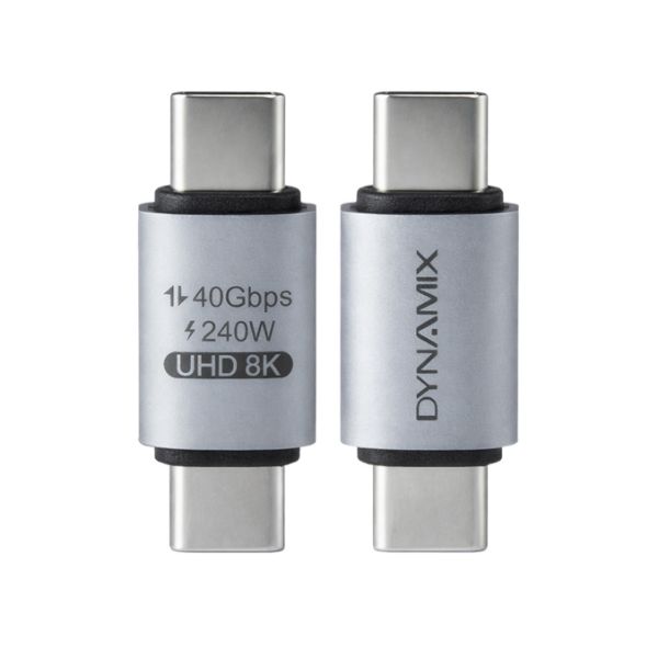 Picture of USB-C 4.0 Male/Male Adapter Supports USB 4.0 Sliver Aluminium Shell.