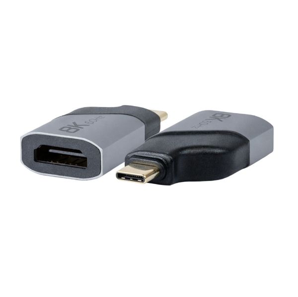 Picture of USB-C 4.0 Male to HDMI Adapter Supports 8K@60Hz. Sliver Aluminium Shell.