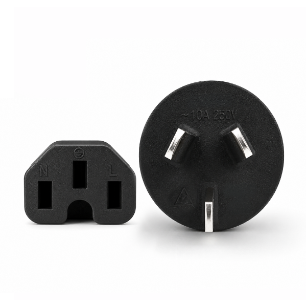 Picture of 1M 3-Pin to Notched C15 Rubber Flex SAA Approved Power Cable 1.0mm Copper Core Black