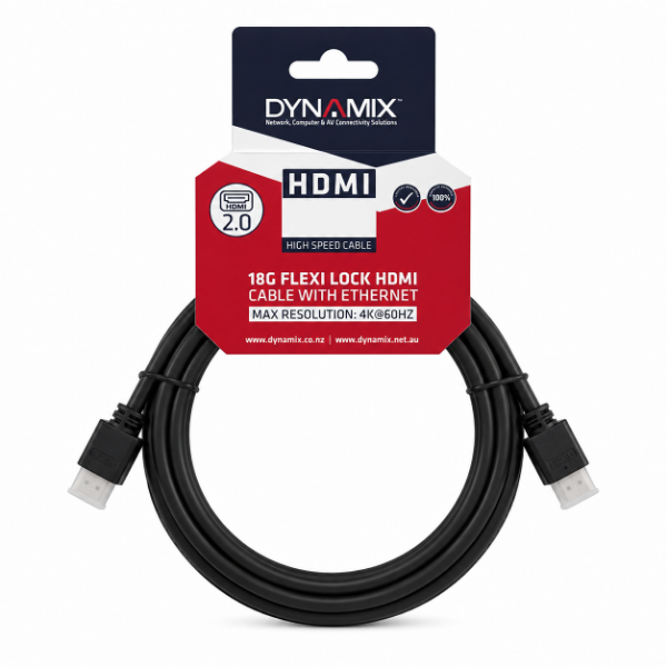 Picture of 4m HDMI High Speed 18Gbps Flexi Lock Cable w/ Ethernet. Max Res: 4K2K@30/60Hz