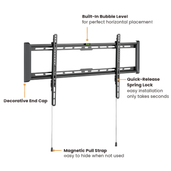 Picture of 43''-95'' Fixed Slim TV Wall Mount Supports Up to 75Kgs Automatic Spring Locks