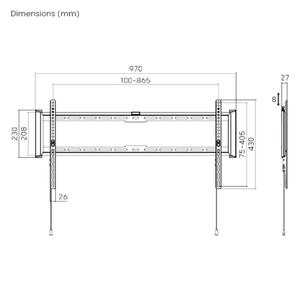 Picture of 43''-95'' Fixed Slim TV Wall Mount Supports Up to 75Kgs Automatic Spring Locks