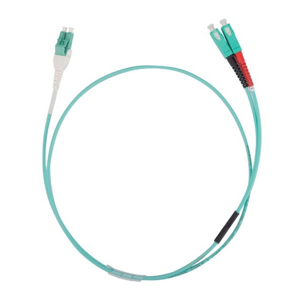 Picture of 2M LC to SC OM3 Uniboot Elite Low-loss 50u 3mm MM Duplex Fibre Lead Aqua LSZH Jacket