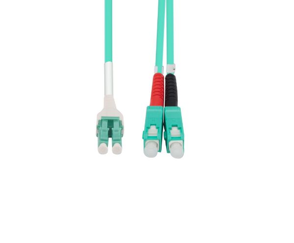 Picture of 5M LC to SC OM3 Uniboot Elite Low-loss 50u 3mm MM Duplex Fibre Lead Aqua LSZH Jacket
