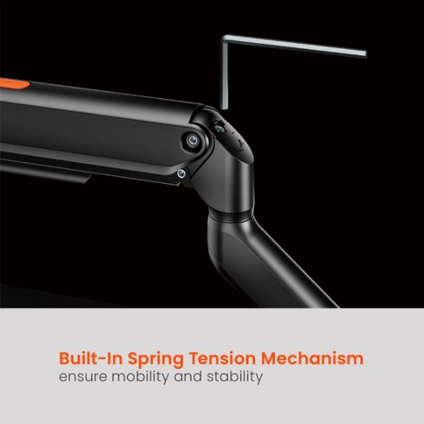 Picture of 13"-32" Dual Monitor Desk Mechanical Spring Mount Bracket. Desk Clamp & Grommet