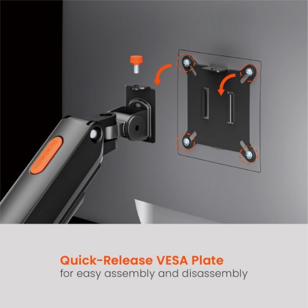 Picture of 13"-32" Dual Monitor Desk Mechanical Spring Mount Bracket. Desk Clamp & Grommet