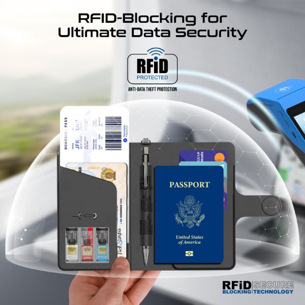 Picture of Anti Loss Slim Leather Passport Holder with RFID Protection & Smart Tracking