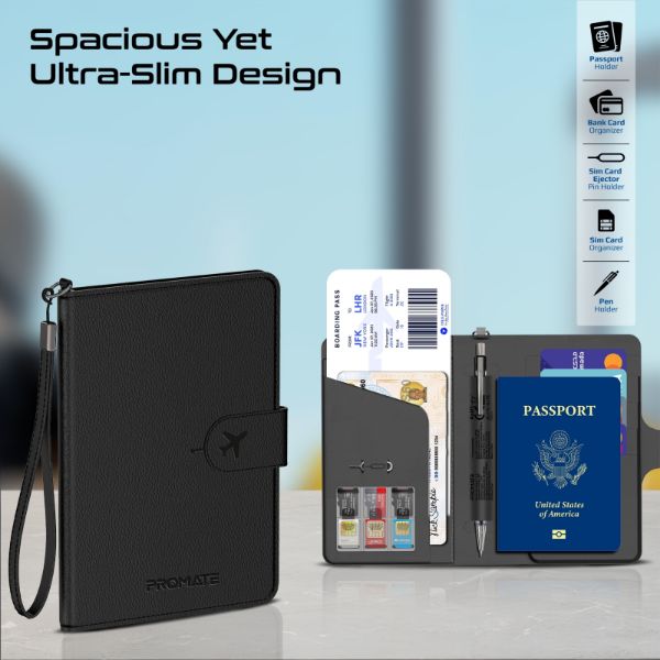 Picture of Anti Loss Slim Leather Passport Holder with RFID Protection & Smart Tracking