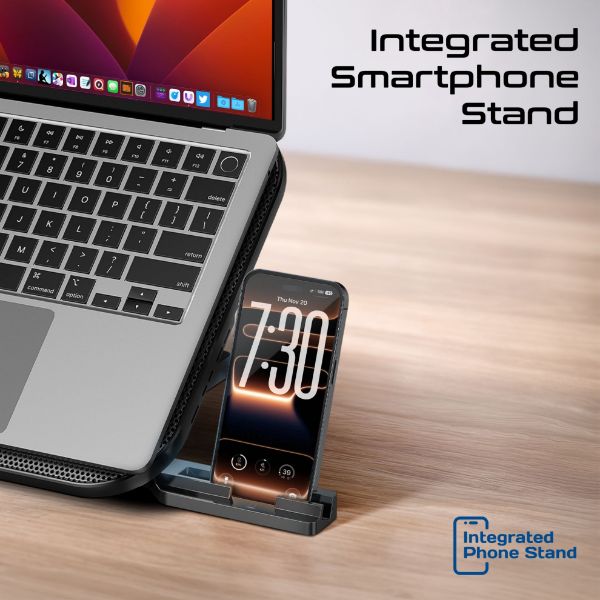 Picture of Multi-Level Laptop Cooling Pad with 3 Silent Fans & Phone Stand.