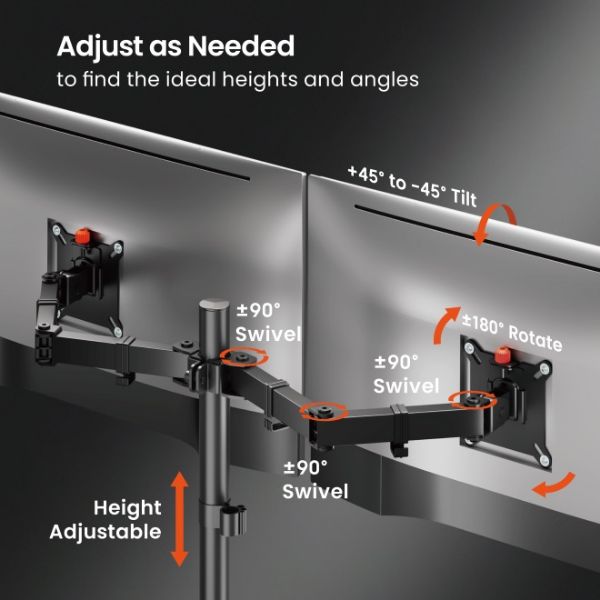 Picture of 13"-32" Dual Monitor Desk Articulating Mount Bracket Desk Clamp & Grommet Included