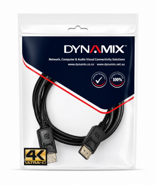 Picture of 5m DisplayPort v1.2 Cable w/ Gold Shell Connectors DDC Compliant 4K60hz