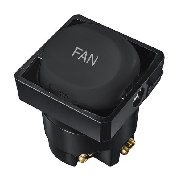 Picture of Sleek 16A 2-Way Labelled FAN Mech. Suits Tradesave Plates. Flame Resistant. Matt Black