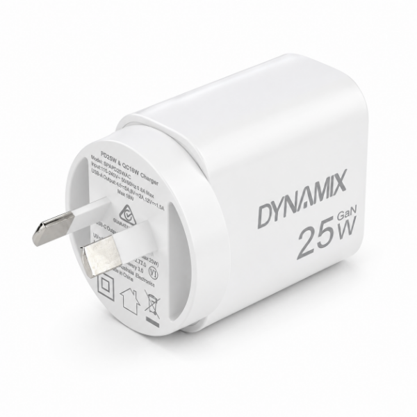 Picture of 25W 5V/3A GaN PD Wall Charger Dual USB-C & USB-A Ports