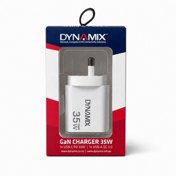 Picture of 35W 5V/3A GaN PD Wall Charger Dual USB-C & USB-A Ports
