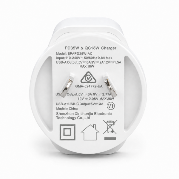 Picture of 35W 5V/3A GaN PD Wall Charger Dual USB-C & USB-A Ports