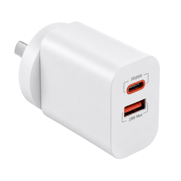 Picture of 35W 5V/3A GaN PD Wall Charger Dual USB-C & USB-A Ports