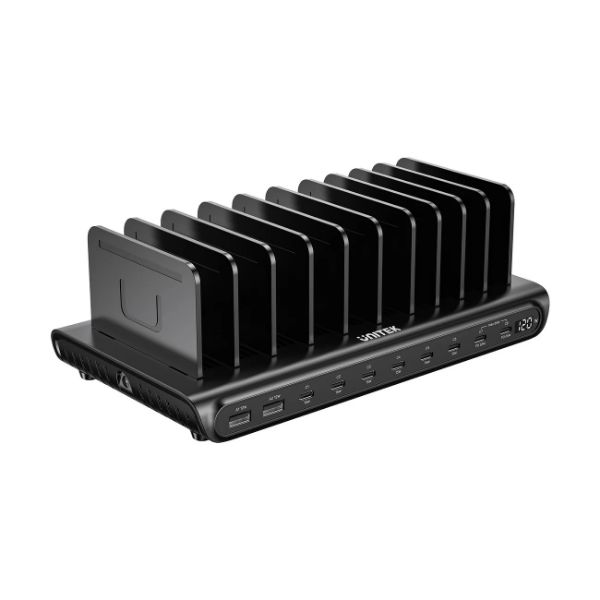 Picture of 10-Port 120W Smart Charging Station. 8x USB-C & 2x USB-A