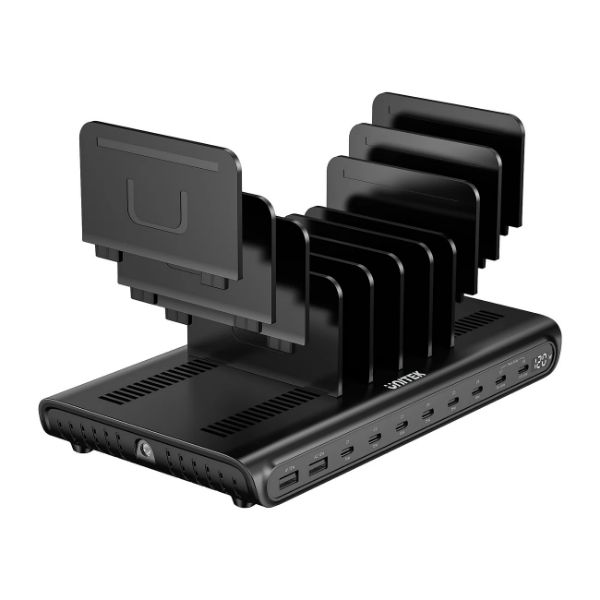 Picture of 10-Port 120W Smart Charging Station. 8x USB-C & 2x USB-A