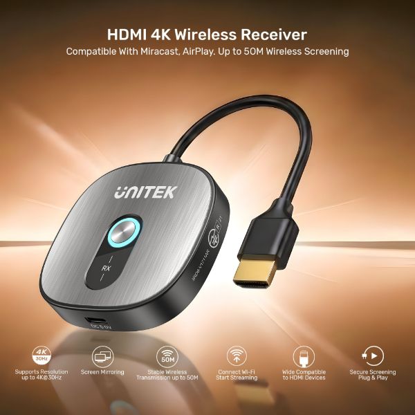 Picture of 4K30Hz Wireless HDMI Receiver Supports HDCP 1.4. Dual Band 50m Transmission