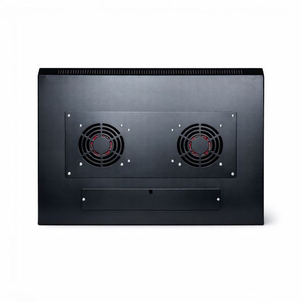 Picture of 4RU Wall Mount Cabinet 450mm Deep (600 x 450 x 4U). Includes 1x Fixed Shelf 2x Fan